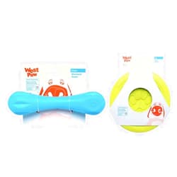 WEST PAW Zogoflex Zisc Dog Flying Disc (Large, Granny Smith) & Zogoflex Hurley Dog Bone Chew Toy (Large, Aqua) – Floatable Pet Toys for Aggressive Chewers, Catch, Fetch
