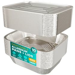 HOUZZKINGZ USA Aluminum Pans With Lids 9x13 [10 Sets] Aluminum Foil Pans Trays With Lids - Half Size Tin Foil Disposable Pans For Baking, Roasting, Cake Serving Dishes, Catering Supplies, Steam Table Chafing