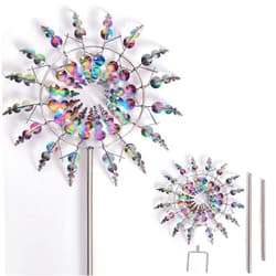 LogFaadCoi Metal Windmill,3D Sunflower Magic and Uniqu Wind Dynamics Spinner, 360° Dual Rotor Kinetic Windmill, Outdoor Garden Lawn Weather Vane Yard Decor (Colorful, 12.2inch) (Colorful, 12.2 inch)