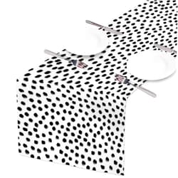 HOSNYE Table Runner Polka Dots,Brush Strokes Dots,Cotton Linen Table Runner Decoration for Kitchen Family Dinner Table Holiday Party Farmhouse Style 13 x 72 Inch