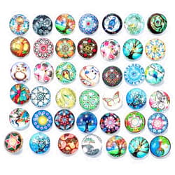 Ginooars Pack of 30 Mixed Style Glass Snaps Charm Buttons 18/20mm for Interchangeable Snaps Jewelry Making