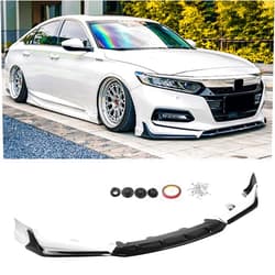 JAMESVAN 3 Pieces Front Bumper Lip Body Kit Spoiler Front Bumper Protector for Honda Accord 18-2020 ACR,Front Bumper Lip Splitter Replacement Lower Bumper Body,Black and White