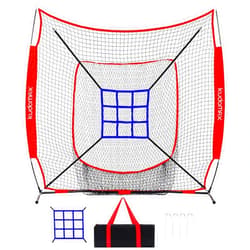 KudoMax 7×7FT Baseball Softball Practice Net for Pitching,Batting,Throwing,with Sturdy Bow Frame and Strike Zone,Great for All Levels.