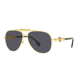 Versace Unisex Sunglasses Gold Frame, Dark Grey Lenses, 59MM