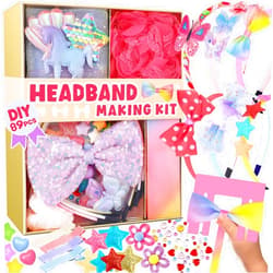 yasest Arts and Crafts Kit for Girls - DIY Headband Making Kit for Girls, 89pcs Fashion Hair Accessories Set, Art & Craft Gift for Kids 6-8 - Ideal Gifts for 5 6 7 8-12 Year Old Girl