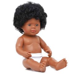 Miniland 15'' Anatomically Correct Baby Doll, African-American Girl