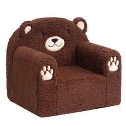ALIMORDEN Toddler Couch Ultra-Soft Snuggle Chair, Comfy Sherpa Foam Filled Lovely Bear Sofa, Kids Cozy Corner Play Couch for Boys and Girls, Chocolate