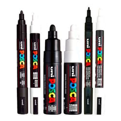 posca Black & White Bullet Tip - Set of 6 Pens (PC-5M, PC-7M, PC-3M)