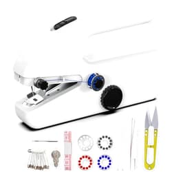 Aovly Handheld Sewing Machine,Two dear,Mini sewing machine,Easy to Use and Fast Stitch Suitable for Clothes,Fabrics, DIY Home Travel Electric Handheld Sewing Machine for Beginners（Greyish white）