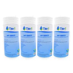 Tier1 0.5 Micron 10 Inch x 4.5 Inch | 4-Pack String Wound Polypropylene Whole House Sediment Water Filter Replacement Cartridge | Compatible with Pentek 355212-43, WP.5BB97P, Home Water Filter