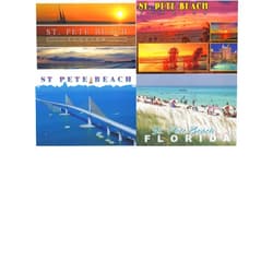 Lunch Money St. Pete Beach, Florida Saint Petersburg Beach Postcard Pack of 4 Postcards Featuring Some of St. Pete's Most Beautiful Beaches, Sunsets, Sail Boats, the Don CeSar, the Sunshine Skyway Bridge, etc.