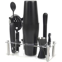 VG Cocktail Shaker Set Boston Bartender Kit with Stand, Stainless Steel Bar Set, Mixology Bartender Kit for Drink Mixing (Matte Black)