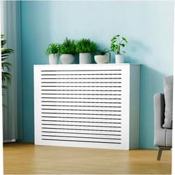 Usknxiu MDF Radiator Cover for Home White Louvered Grill Radiator Shelf Cabinet, Wood Heating Radiators Cover Living Room Heating Decorative Hide Cluttered Pipes,28