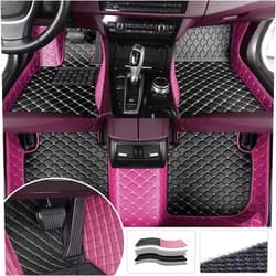 ZGWANGMEI Custom Floor Mats 1997-2024 Compatible with Cars SUV Sedan Hybrid Coupes Hatchbacks Convetibles Floor mats (Black with Pink)