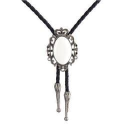 LIANCHI Western Crown Black Bolo Tie for Men and Women,Native American Leather Bolo Tie String
