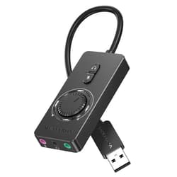 VENTION USB Sound Card, External Stereo Sound Card with Volume Control, USB to 3.5mm Jack Audio Adapter for Windows, Mac, PC, Laptop, Desktop, Headset, Switch and More