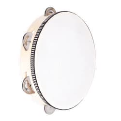 Dreokee Tambourines Musical Instrument for Adults, 8 inch Wooden Hand Held Drum Bell Tamborine with Birch Metal Jingles Single Row Percussion Hand Tambourine for Church, KTV, Party, Game