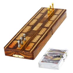 Indian Glance Cribbage Board Game With Storage Unique Metal Pegs And Playing Cards Game Gift Set Box