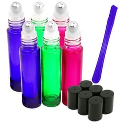 JamHoo Roller Bottles - 10ml Premium Quality Glass Refillable Essential Oil Roller on Bottles with Lid Opener Pry Tool, Set of 6 for Aromatherapy, Essential Oils and Lip Balms By JamHooDirect