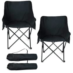 HaSteeL Camping Chair for Adults, Compact Folding Portable Chairs Set with Side Pockets for Outdoors Fishing, Hiking, Backpacking, Picnic, Beach, Travel, Supports to 250lbs, & Storage Bags (Black)