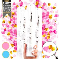 PRIMEPURE Gender Reveal Confetti Cannon - 4 Pack - Heart Shaped Pink Gender Reveal Cannons | Baby Gender Reveal Poppers | Girl Gender Reveal | Pink Confetti Poppers | Pink Party Poppers Confetti Shooter Blaster