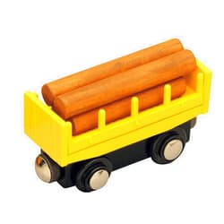 Maxim Enterprise, inc. Log Car for Wooden Railway, 5 Piece Kids Train Set with Magnetic Link and Removable Logs, Compatible with Thomas and Friends, Brio Train Sets & Major Brand Wooden Railway