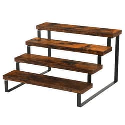 YINMIT Wooden Display Riser Stand, Tiered Perfume and Cologne Organizer Stand, 4 Tier Spice Rack Organizer, Rustic Display Shelf for Candles (4 Tier)