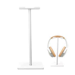 Deear Headphone Stand Gaming Headset Holder Universal Aluminum Metal Headphone Holder Hanger with Aluminum Supporting Bar Flexible Headrest ABS Solid Base for All Headphone,White