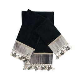 Sherry Kline Ambiance Black 3-Piece Embellished Set Decorative Towels