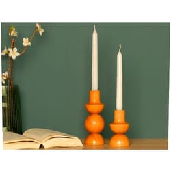 DEZAART Wood Candle Holder AVACAS | Set of 2 Candlesticks | Wooden Candlestick Holder | Wood Pillar Candle holders | Wood Mid- Century Candlesticks
