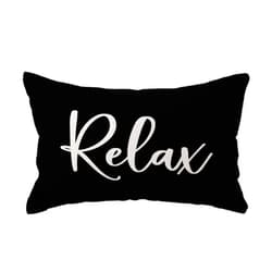 ULOVE LOVE YOURSELF Relax Lumbar Throw Pillow Case 12×20 Inch Housewarming Gifts Farmhouse Black Decorative Rectangular/Waist Cushion Cover for Sofa Beach Porch Bench Decor(12