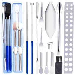Foosi Capsule Filling Machine Kit – Pill Filler Tray Tools for Quickly Maker Empty Gel Capsules All Size 000 00 0 1 2 3 4 5, Lab Spoons Spatula Scoops Tool (13Pcs Plus)