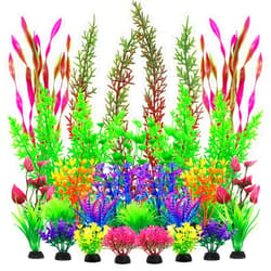 QUOZUO 25pcs Colorful Aquarium Artificial Plastic Plants Decoration, Grass Aquarium Decor Set, Fish Tank Decorations Hides Accessories