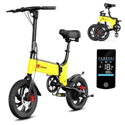 SISIGAD Electric Bike for Adults, 18 MPH Max Speed Electric Bicycle, Folding Ebike with Removable Battery, Foldable Adult Ebike 14” Tire, 450W Motor, Multi-Shock Absorption