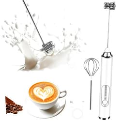 Toughwild Milk Frother Handheld, Rechargeable Coffee Frother Wand with 2 Stainless Whisks 3 Speeds, Drink Mixer, Electric Foam Maker, Hand Mixer for Lattes, Cappuccino, Matcha, Egg, White