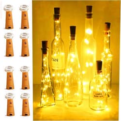 LoveNite Wine Bottle Lights with Cork Switch, 15 LED 8 Pack Battery Operated Mini Fairy Copper Wire Cork String Lights for Party Wedding Christmas Festival Decoration (Warm White)