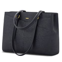 LOVEVOOK Laptop Bag for Women 15.6 Inch Tote Bags Waterproof Leather Briefcase Computer Women Business Office Work Bag,Vintage Black