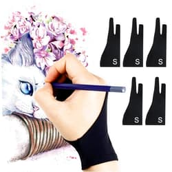 Falling in Art 5 Pack Drawing Gloves with Two Fingers, Digital Artist Gloves for Left and Right Hand, Soft Art Gloves for Graphic Drawing Tablets, iPads, Monitors and Paper Sketching, S