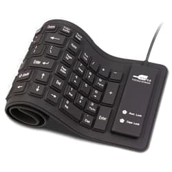 sungwoo Foldable Silicone Keyboard USB Wired Waterproof Rollup Keyboard for PC Notebook Laptop (All Black)