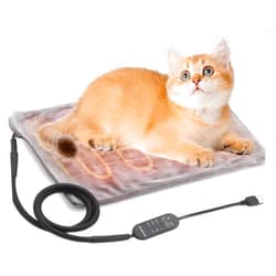 Texsens Pet Heating Pad for Cats and Dogs - Heated Cat Bed with Chew Resistant Cord and Removable Soft Cover - 13.4 x 9.5Inches - Fits All Cat Backpack Carrier