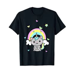 Cute Women Men & Kids Unicorn Animal Unicorn Cat Rainbow Cute Gift T-Shirt