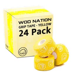 WOD Nation 24-Pack Weightlifting Hook Grip Tape, Sticky 23 ft Tape (Yellow)