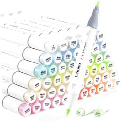 Ohuhu Pastel Alcohol Brush Markers - 48 New Pastel Colors - Blossoming - Alcohol Based Double Tipped Art Alcohol Markers for Artist Adults' Coloring Illustration - Brush & Fine Dual Tips - Honolulu B