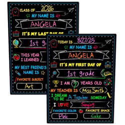 Melisheer First & Last Day of School Chalkboard, Personalized Paper Back to School Supplies, 14 X 11 in Erasable Double Sized First Day of School Board for Kids Son Daughter