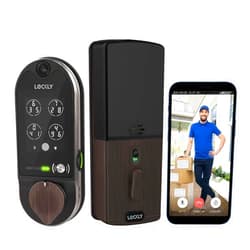 Lockly Vision, Video Doorbell Camera Smart Lock, 2-Way Audio Keyless Entry Door Lock, Fingerprint, Digital Keypad, Wi-Fi Smart Locks for Front Door with SD Card, No Monthly Fee, Venetian Bronze