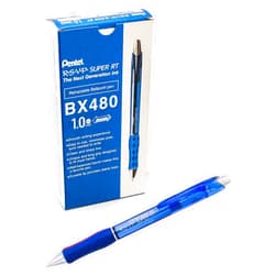 Pentel RSVP Super RT Ballpoint Pen, (1.0mm) Medium Line, Blue Ink, Box of 12 (BX480-C)
