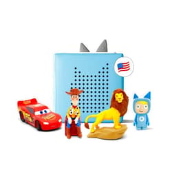 Tonies toniebox Blue Starter Set Bundle - Includes Creative, Woody from Toy Story, Simba from Disney's The Lion King, and Lightning McQueen Form Disney Pixar's Cars tonies - Ages 3 and Up Light Blue