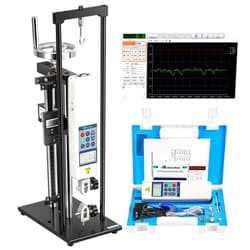 Mxmoonfree Digital Force Gauge 500N Push Pull Gauge with Force Gauge Stand Force Test Stand Wheel-Operated 150mm Stroke and HJJ-001 Clamp x2 (HLB Test Stand+HP-500N)