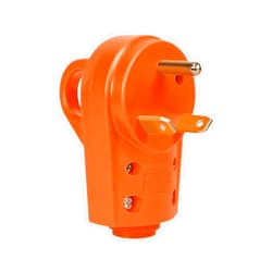 BELOMI 30 Amp RV Plug, Heavy Duty NEMA TT-30P Replacement Plug Adapter, 125V Electrical Power Connector Extension Cord End with Easy Unplug Handle, Compatible with RV Trailer（Male/Orange）