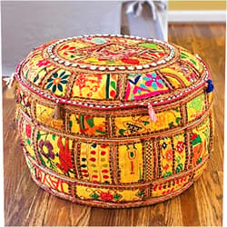 Artist's Loom Traditional Indian Pouf (24x24 x12) (Set of 2)
